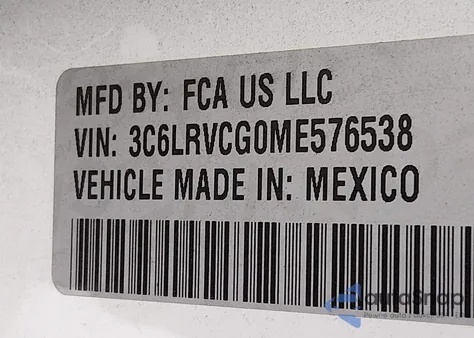 2021 Ram Promaster 2500 High Roof 136 Wb from USA, damaged, VIN 3C6LRVCG0ME576538